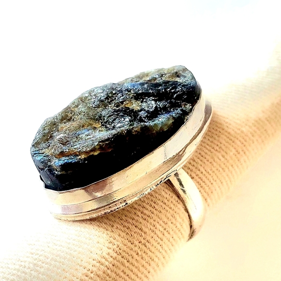 Hand Crafted Natural Labradorite 925 Sterling Silver Ring, Size 8.5, NWT - Picture 4 of 15